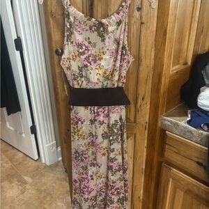 Floral Sleeveless Dress with Brown Removeable Belt (worth $20 itself!!)